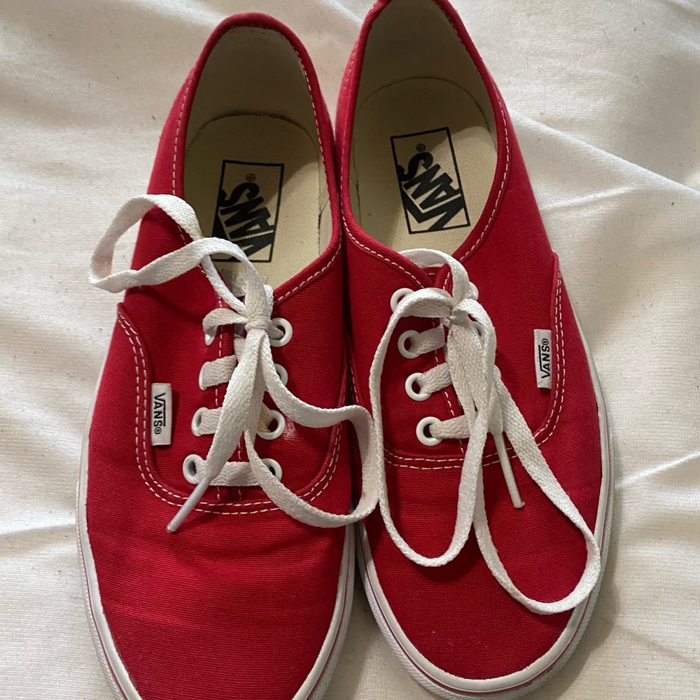 Red slip on vans